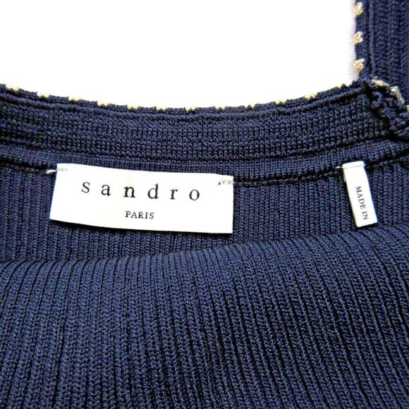 NWT Sandro Jasm in Marine Ribbed Stretch Knit Fi & Flare Tank Dress 36 / US 4 - Picture 8 of 10